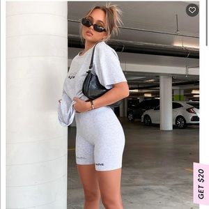 White fox boutique bnwt grey bike short set